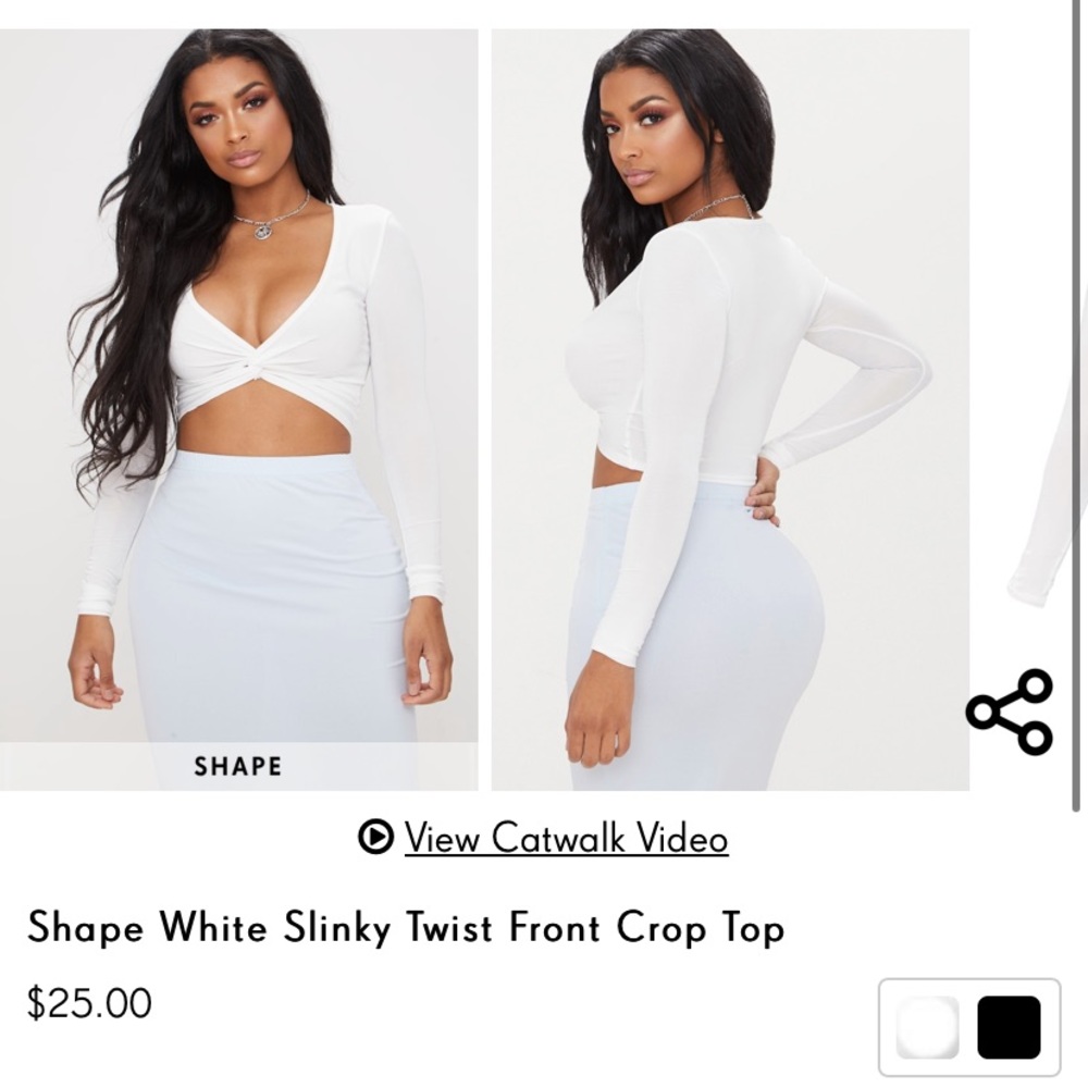 White Slinky Twist Front Crop Top